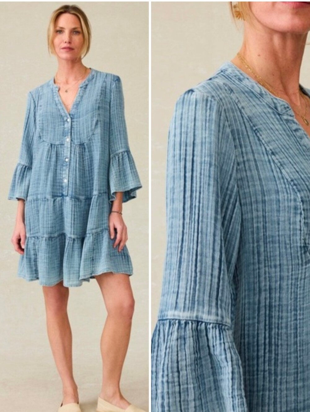 FAHERTY Tiered Minidress Kasey Dream Gauze Organic Cotton NWT $168 Women's XXL